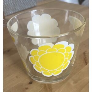 Vintage Ice Bucket Flower Power Colony in Yellow  70s MCM Retro Glass Bowl